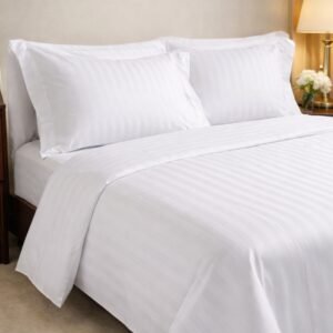 Hotel Grade – Pure White Egyptian Stripe Bedsheet - Sri Lanka