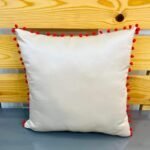 Cream Christmas Cushion Cover with Pom Pom Border Design