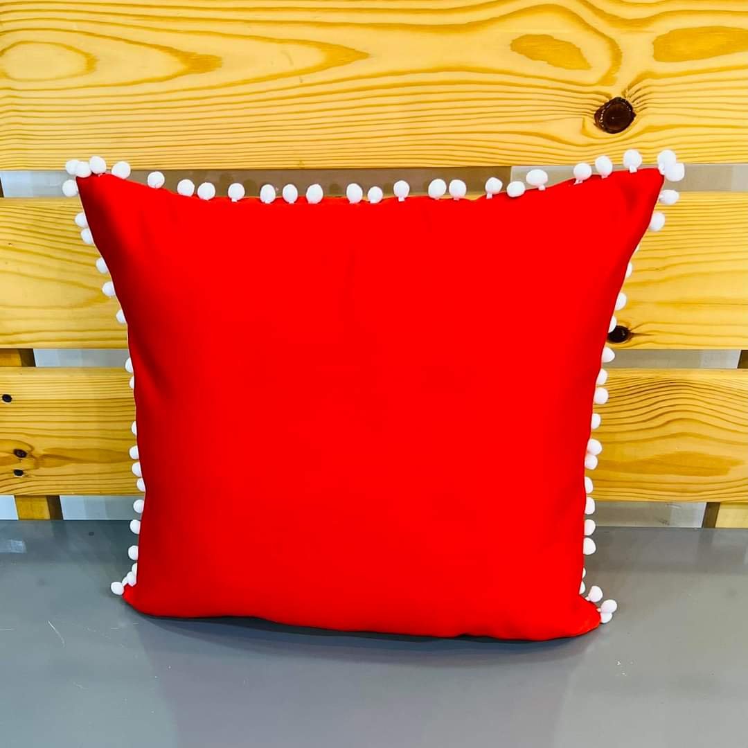 Red Pom Pom Cushion Covers