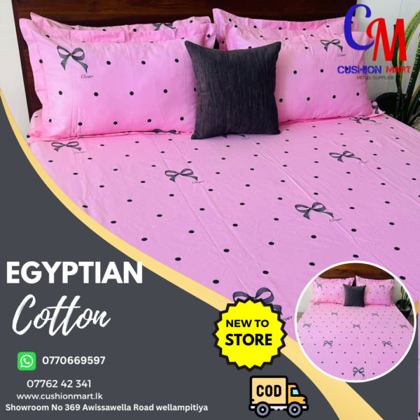 Printed Bedsheet Cotton – Pink & Grey Dotted Designed Bed Sheet