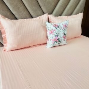Egyptian Stripe Bed Sheet - Peach - Sri Lanka