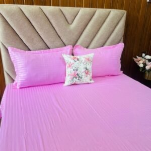 Egyptian Stripe Bed Sheet - Light Pink - Sri Lanka