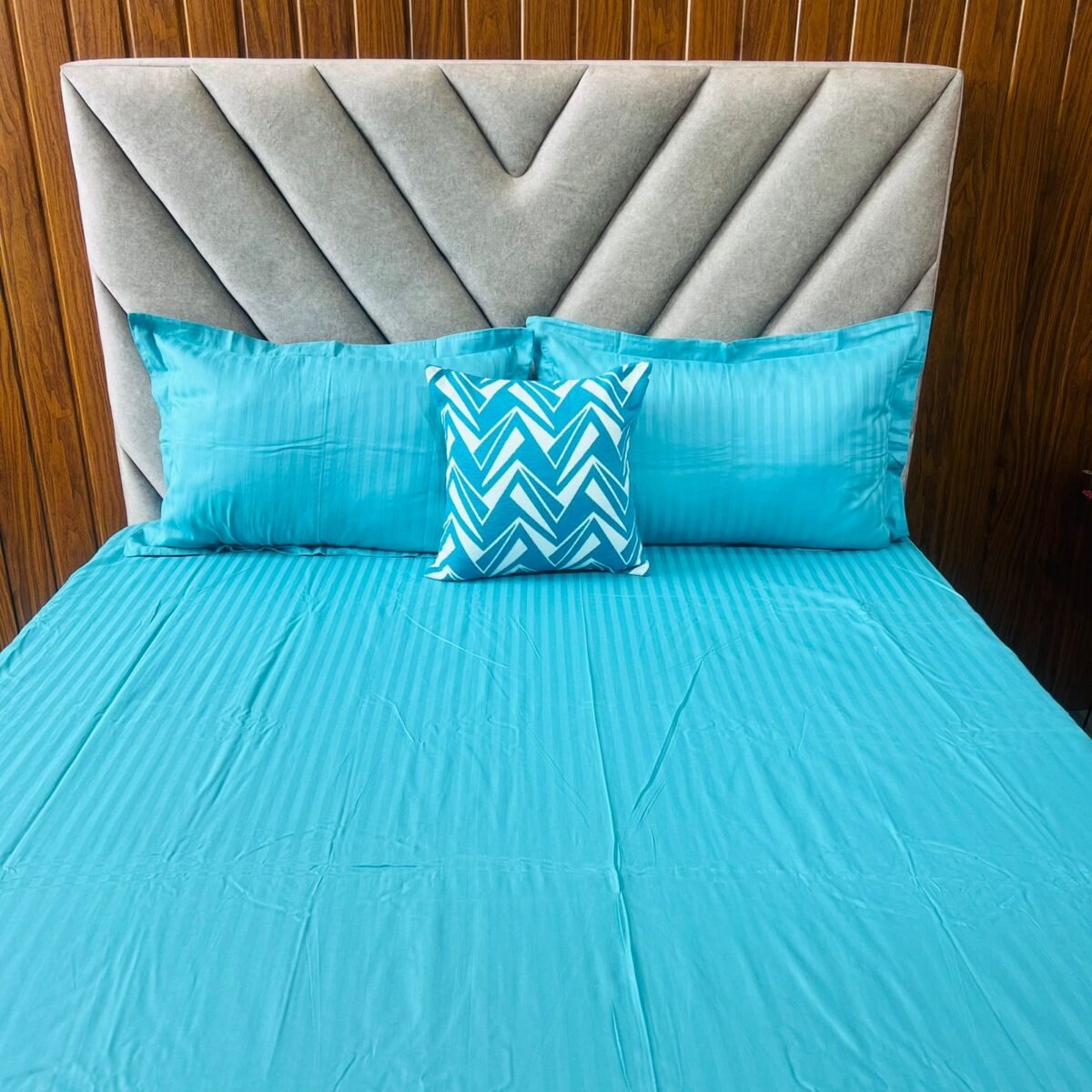 Egyptian Stripe Bed Sheet - Peacock Green - Sri Lanka - Image 2