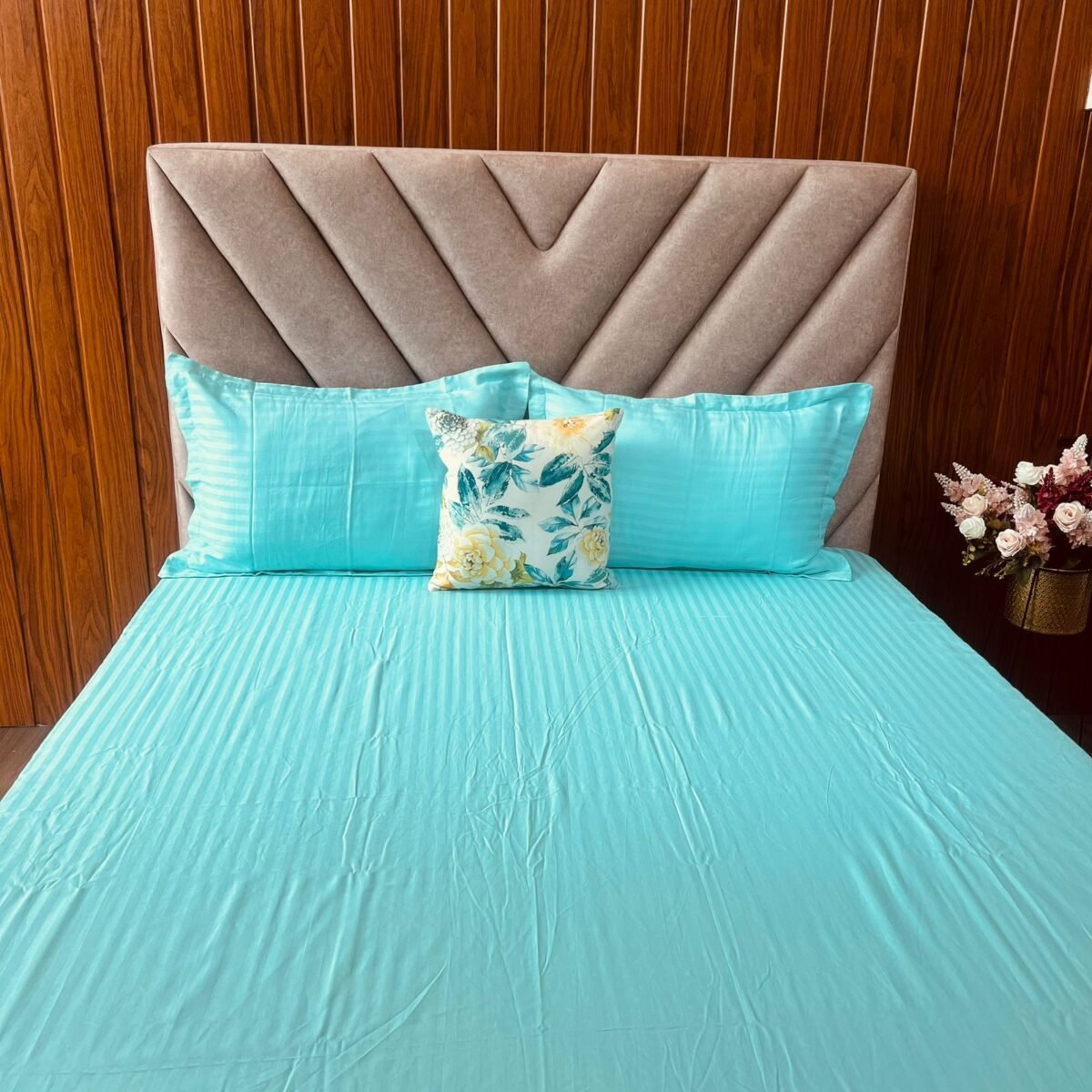 Egyptian Stripe Bed Sheet - Mint Green - Sri Lanka - Image 2