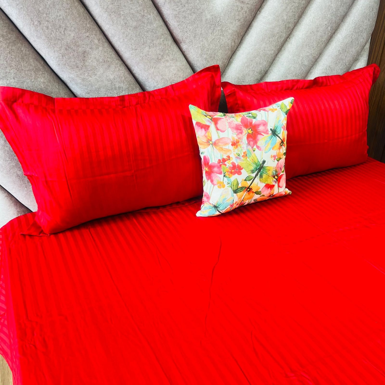 Egyptian Stripe Bed Sheet - Red - Sri Lanka
