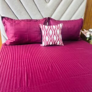 Egyptian Stripe Bed Sheet - Maroon - Sri Lanka