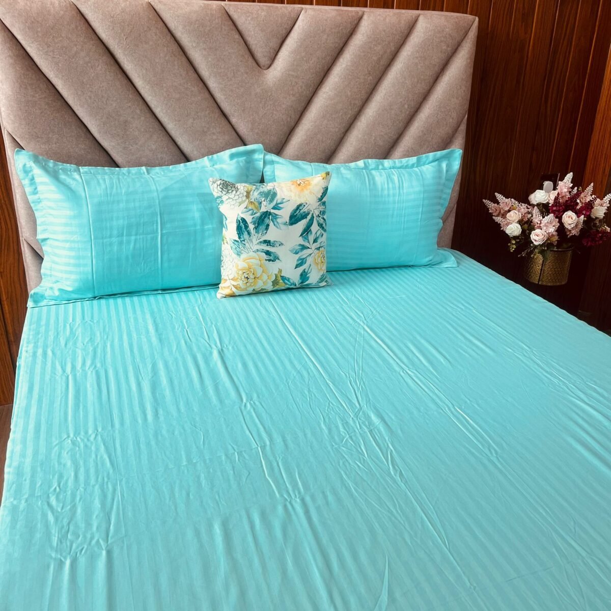 Egyptian Stripe Bed Sheet - Mint Green - Sri Lanka - Image 4