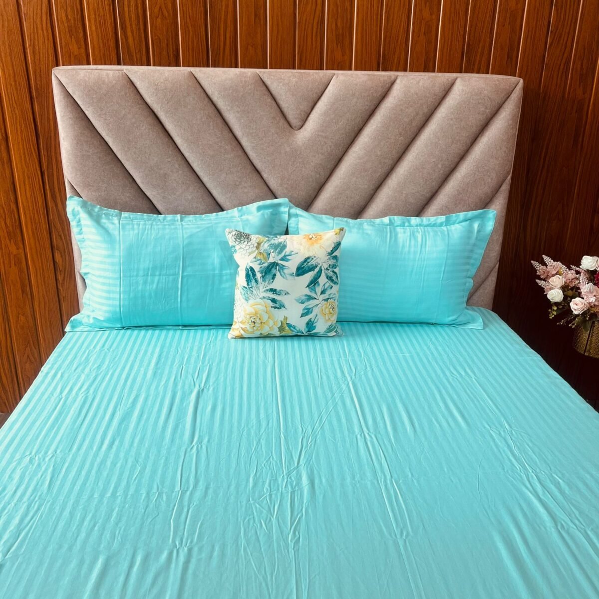 Egyptian Stripe Bed Sheet - Mint Green - Sri Lanka - Image 5