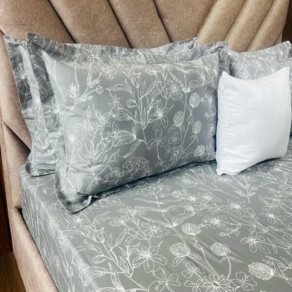 Cotton Bedsheet - PR Gray White - Sri Lanka