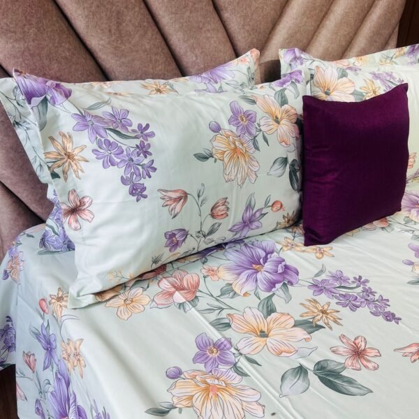 Cotton Bedsheet - PR Mint Purple - Sri Lanka