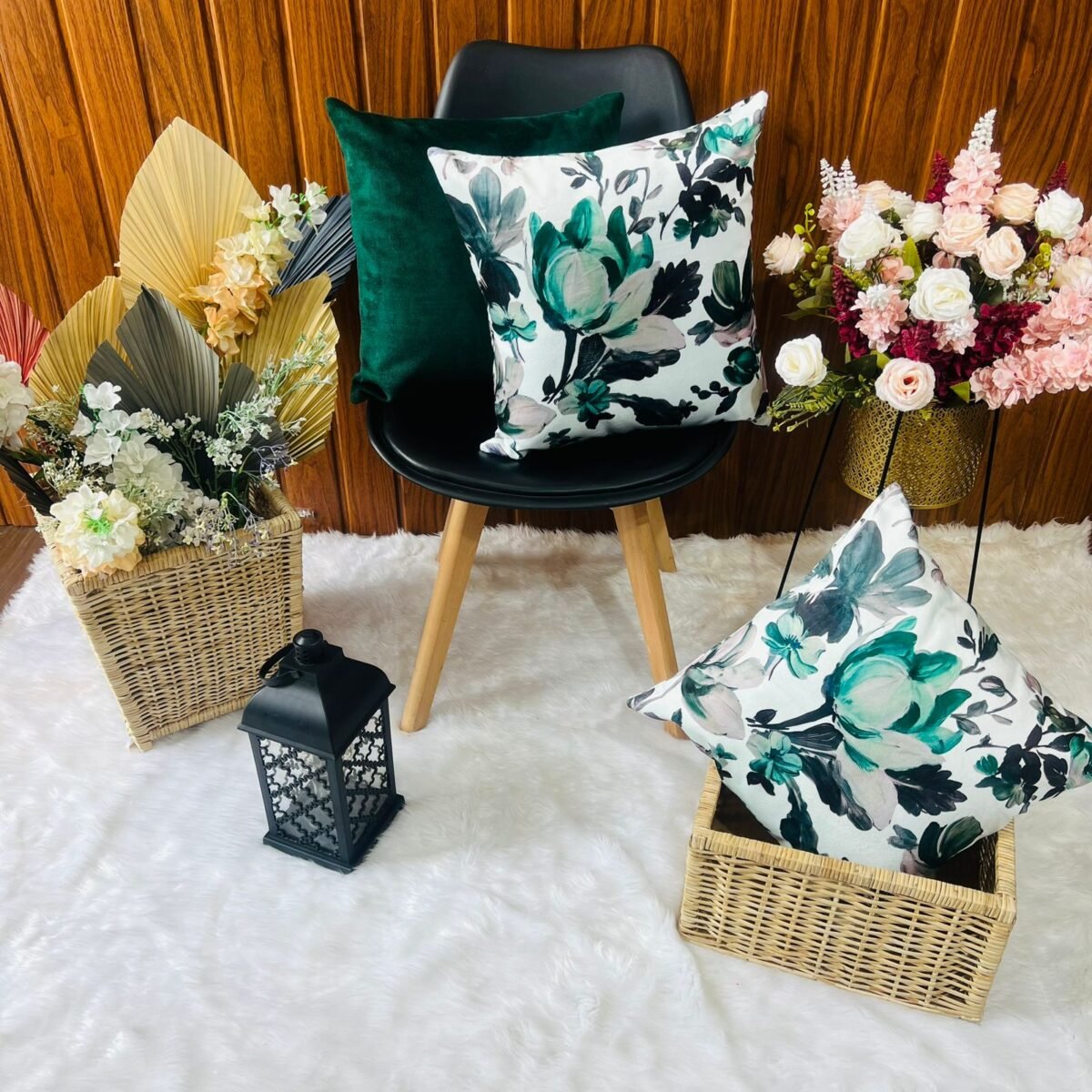 Printed Cushion Covers - Green Floral - Sri Lanka - Image 3