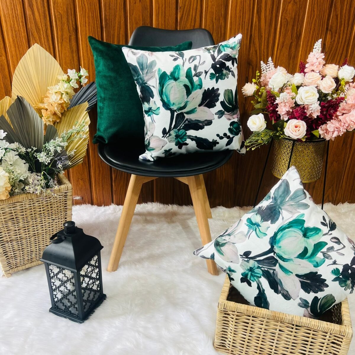 Printed Cushion Covers - Green Floral - Sri Lanka - Image 2
