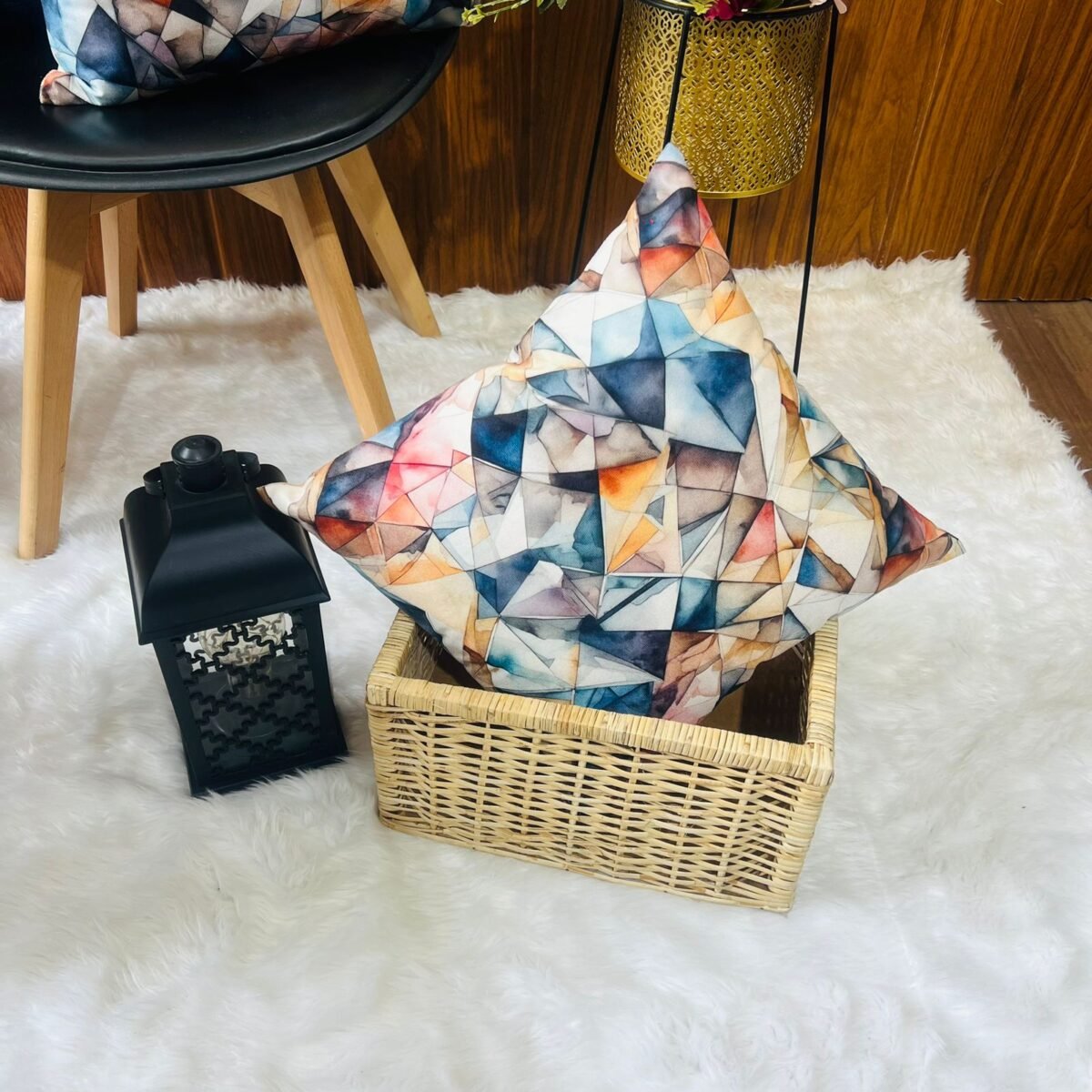 Printed Cushion Covers - Blue Triangle - Sri Lanka
