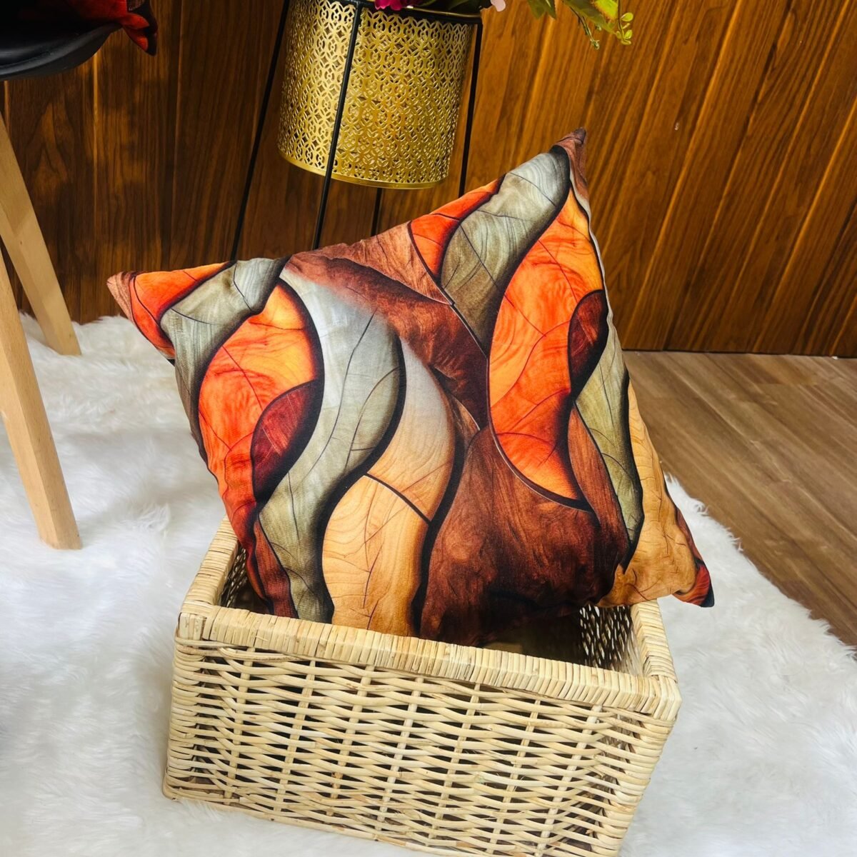 Printed Cushion Covers - Orange Art Deco - Sri Lanka