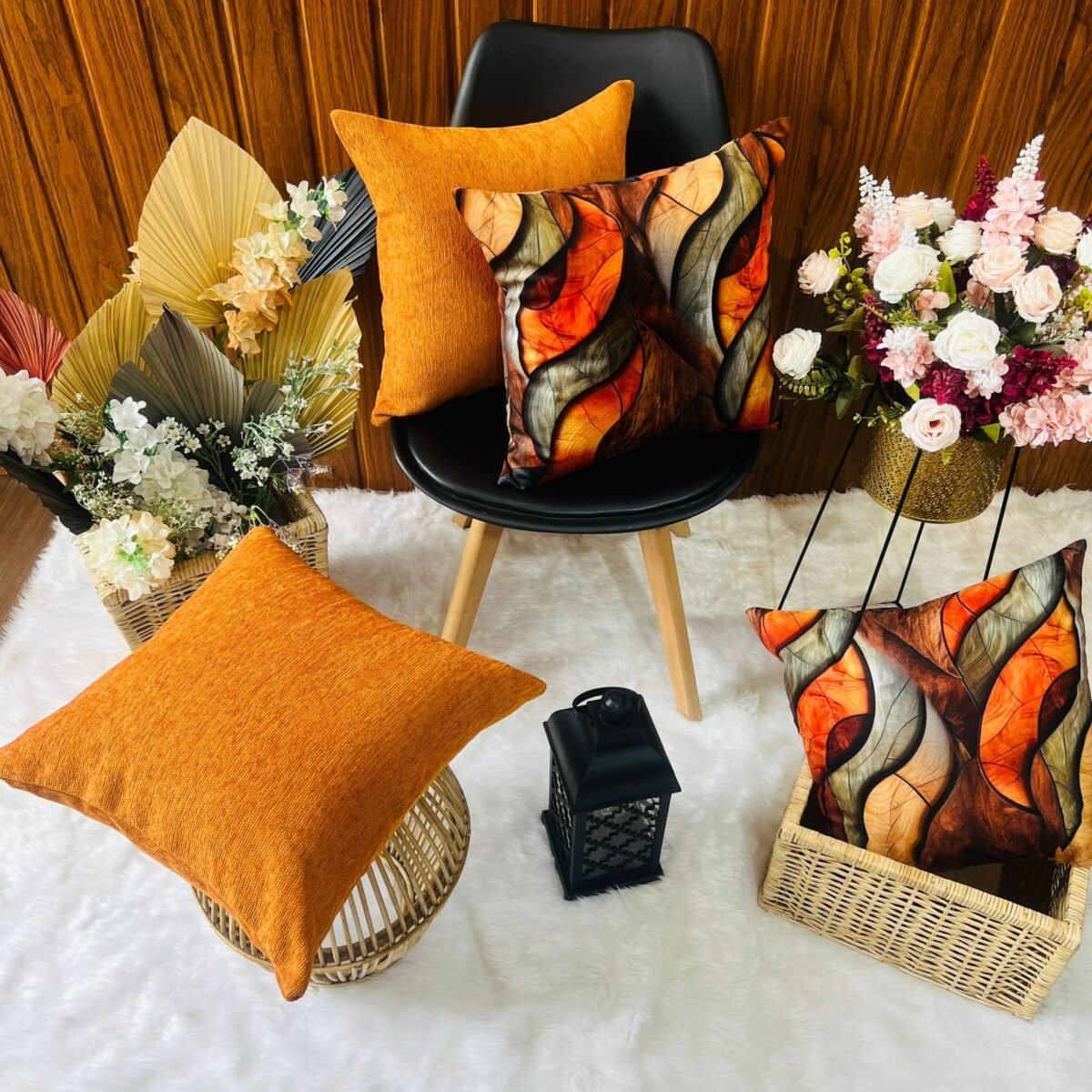 Printed Cushion Covers - Orange Art Deco - Sri Lanka - Image 3