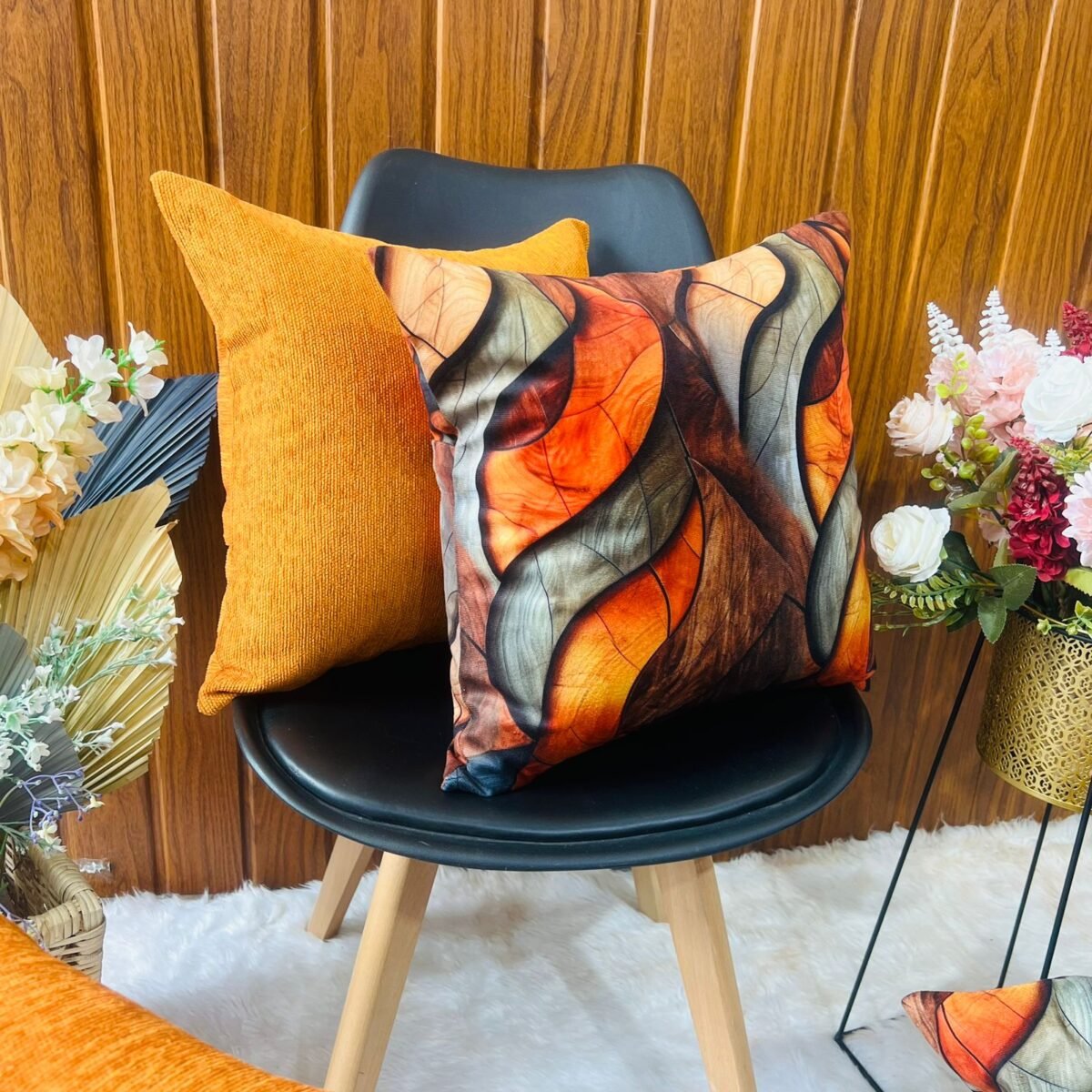 Printed Cushion Covers - Orange Art Deco - Sri Lanka - Image 2