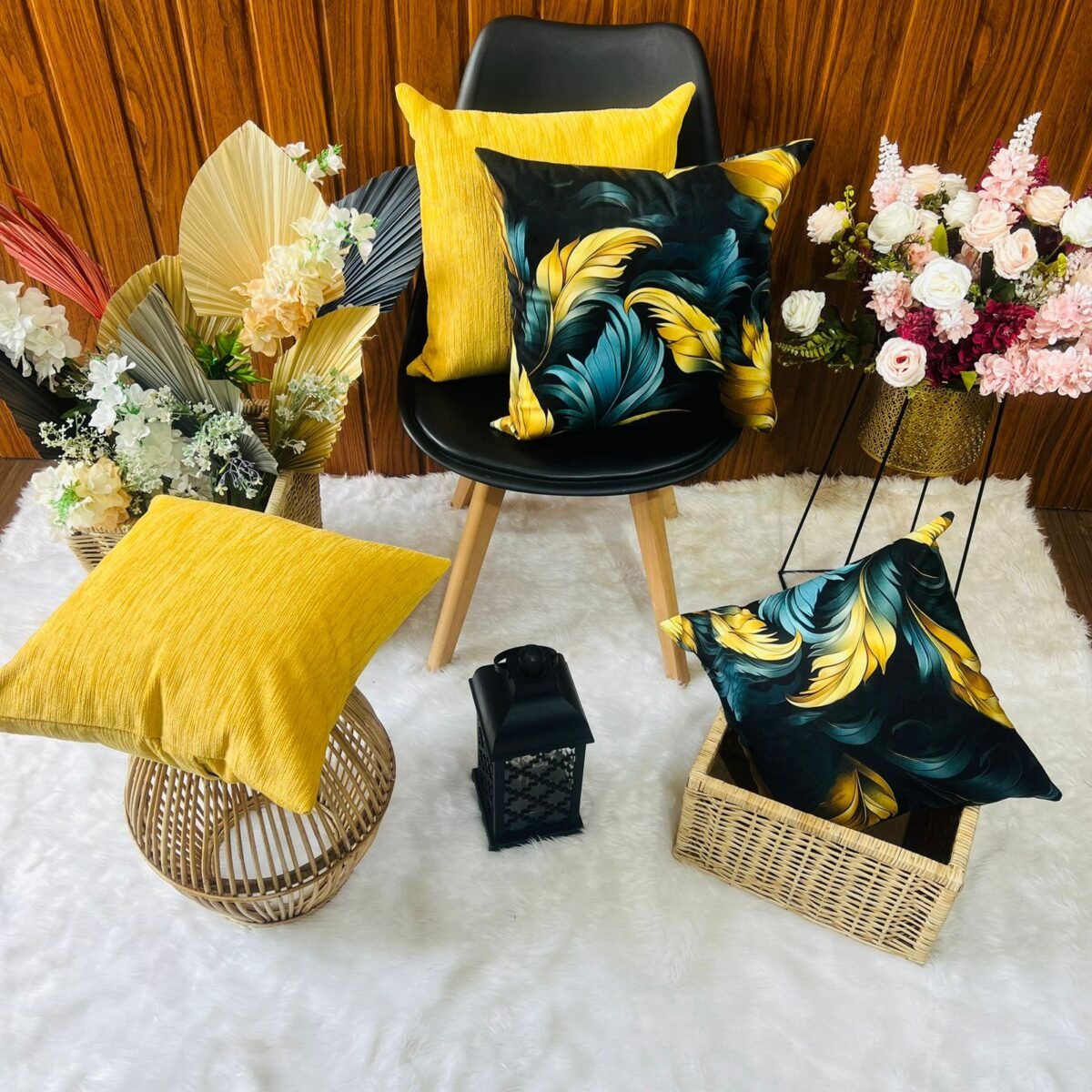 Printed Cushion Covers - Yellow Feather - Sri Lanka - Image 3