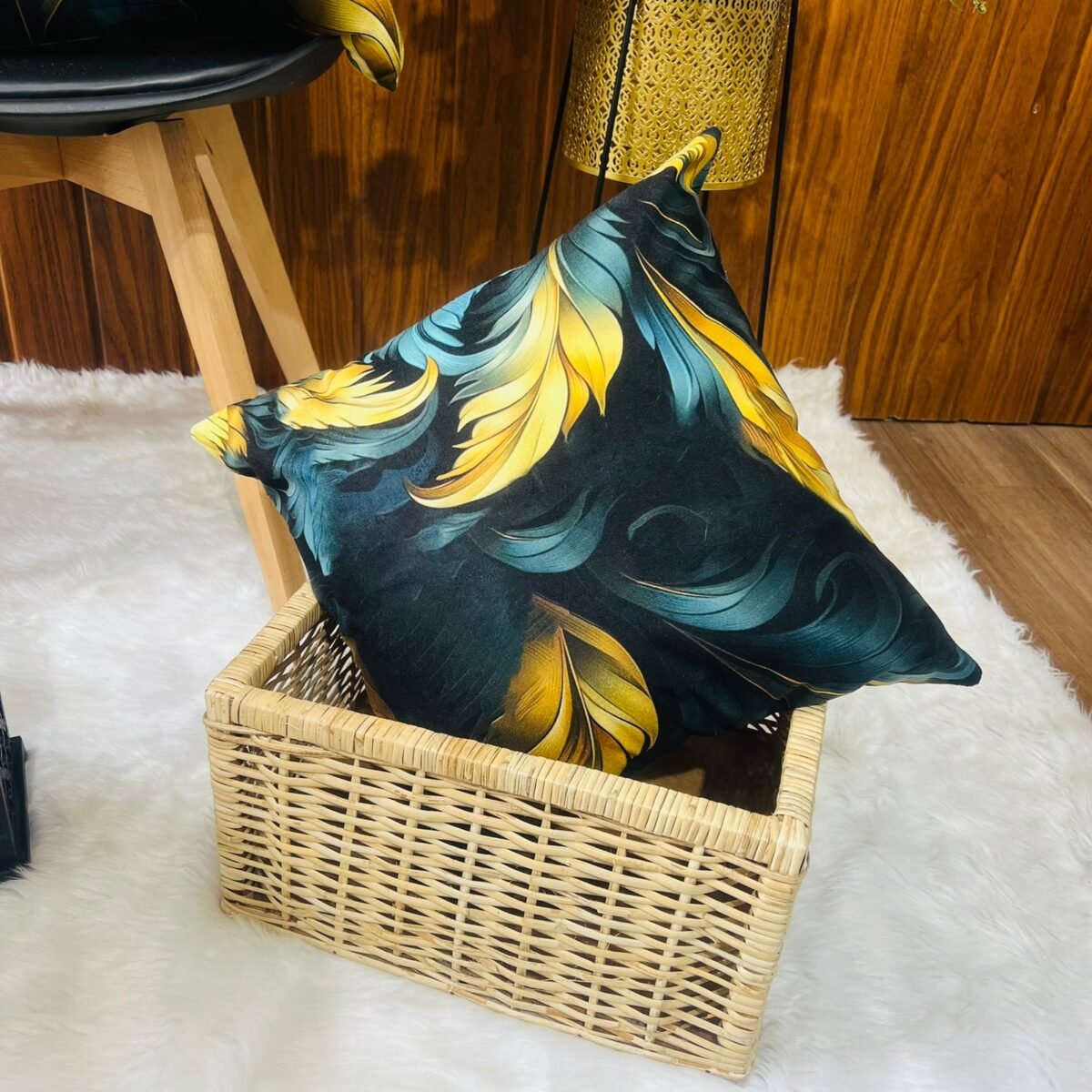 Printed Cushion Covers - Yellow Feather - Sri Lanka