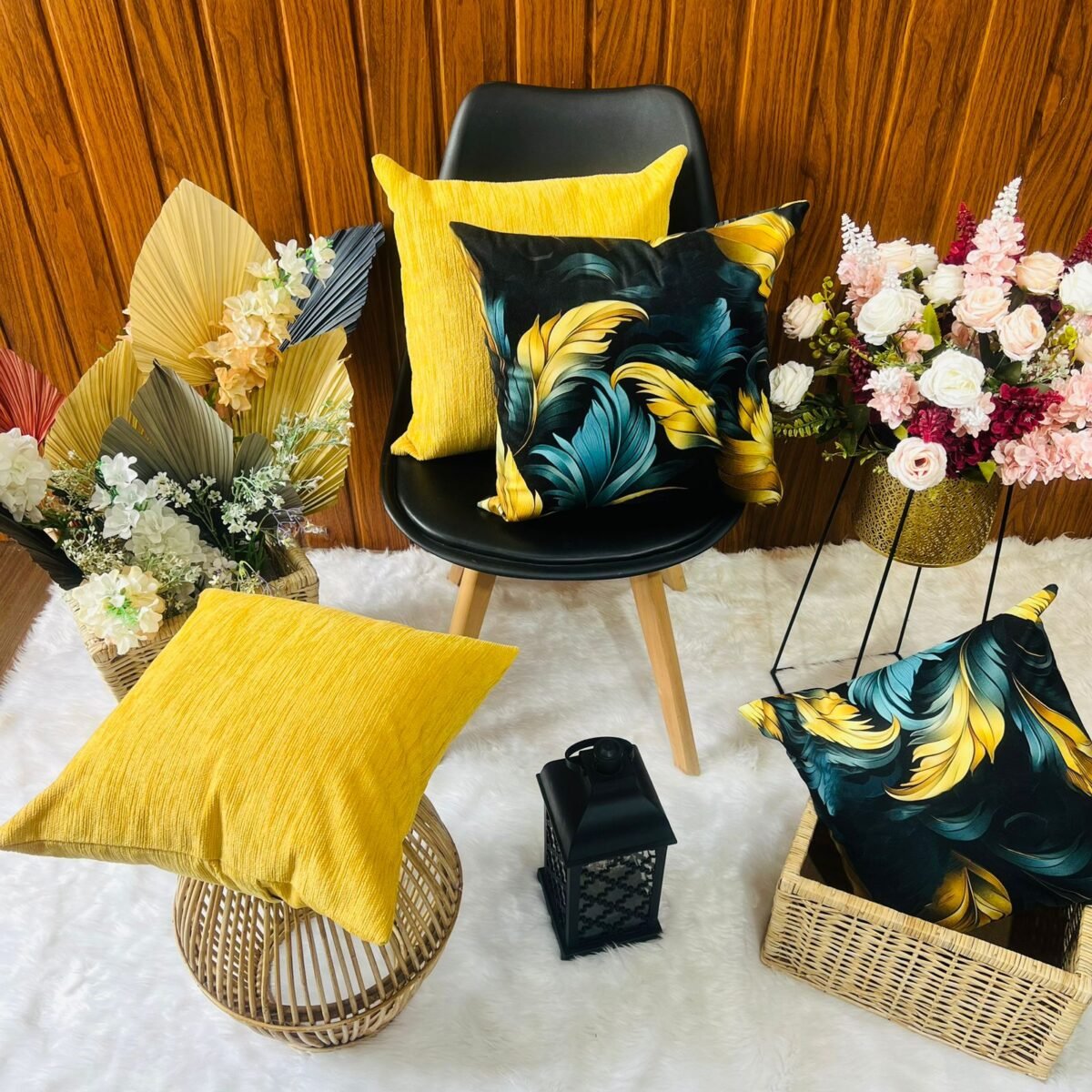 Printed Cushion Covers - Yellow Feather - Sri Lanka - Image 2