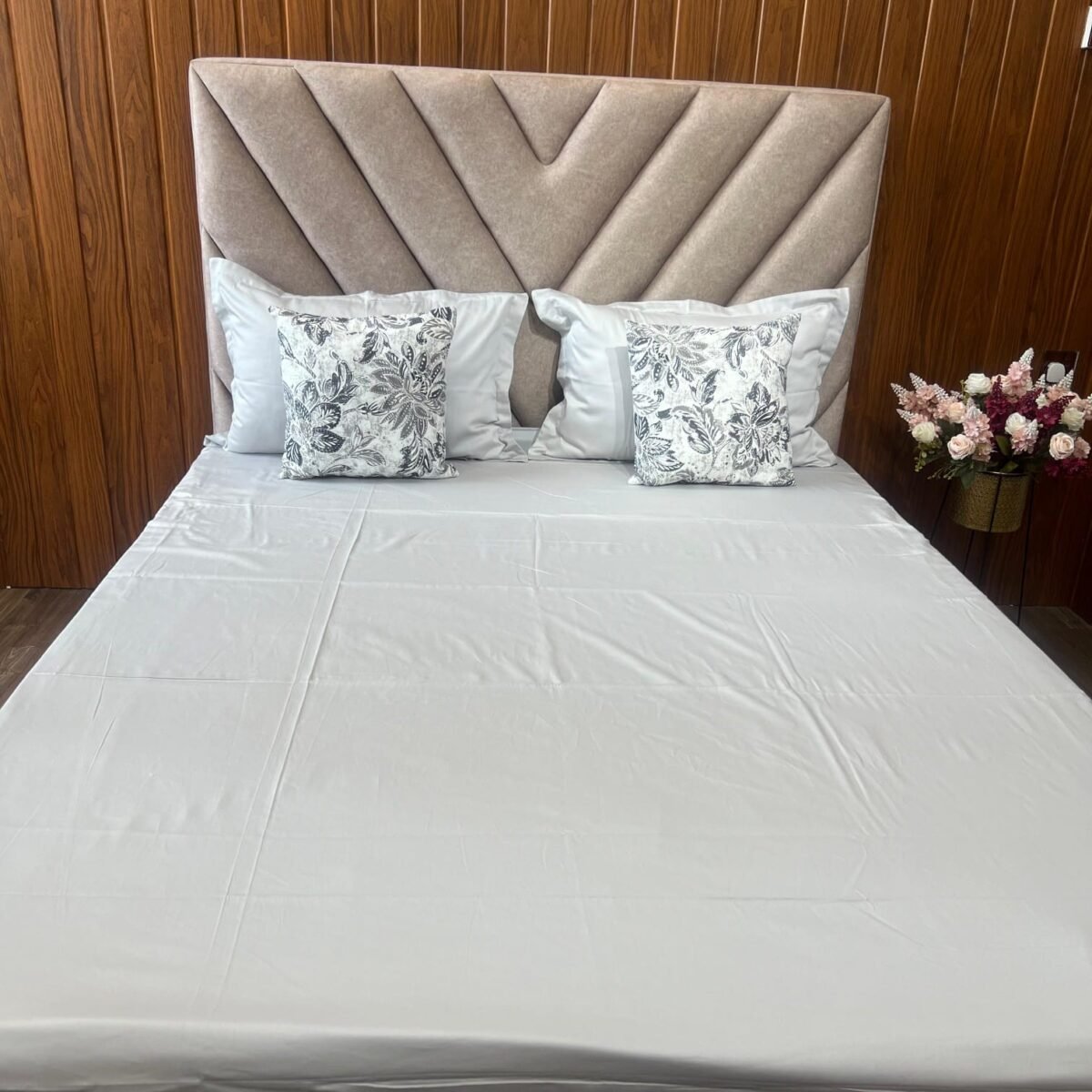 Cotton Plain Bedsheet – Silver 300-PL56 – Sri Lanka - Image 3