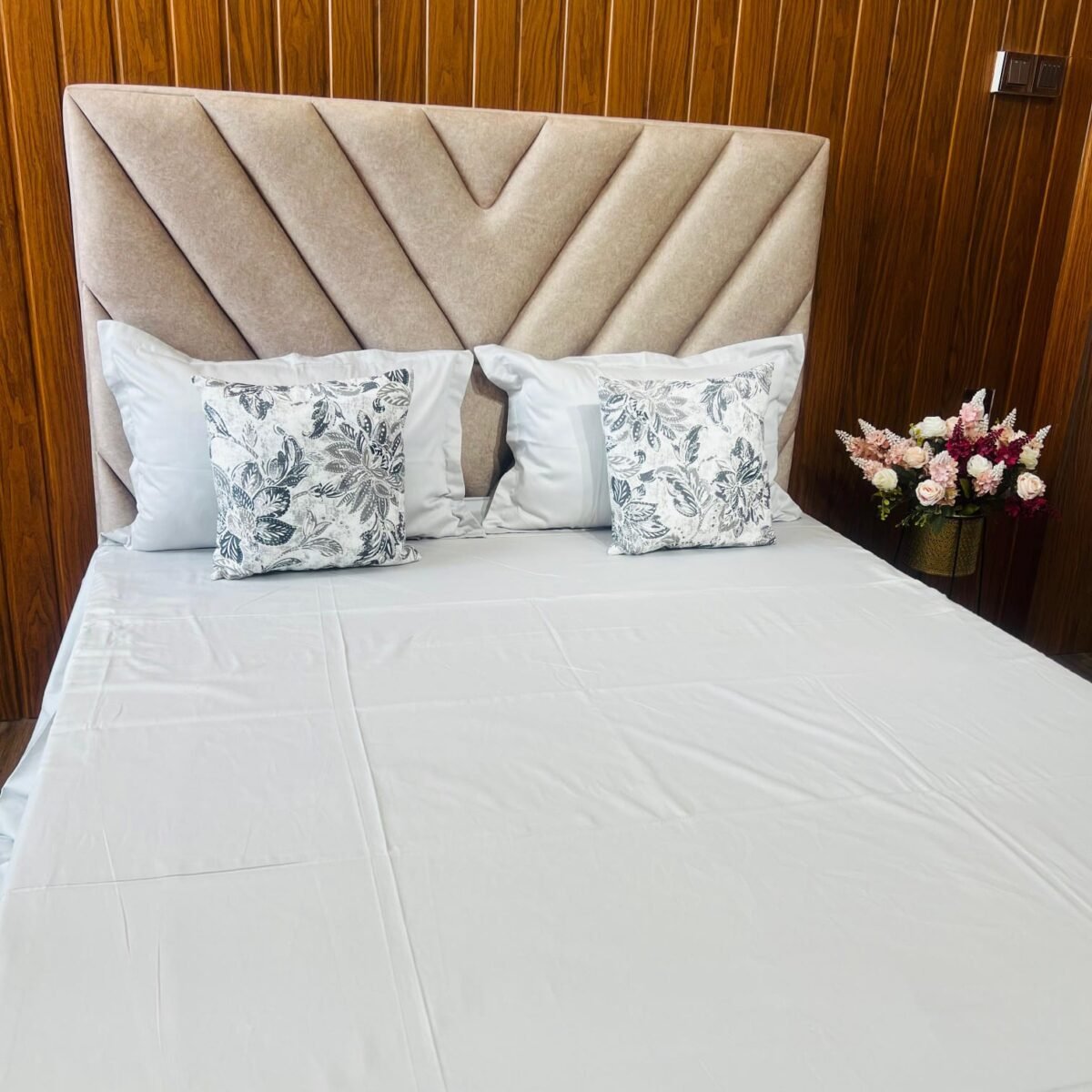Cotton Plain Bedsheet – Silver 300-PL56 – Sri Lanka - Image 2