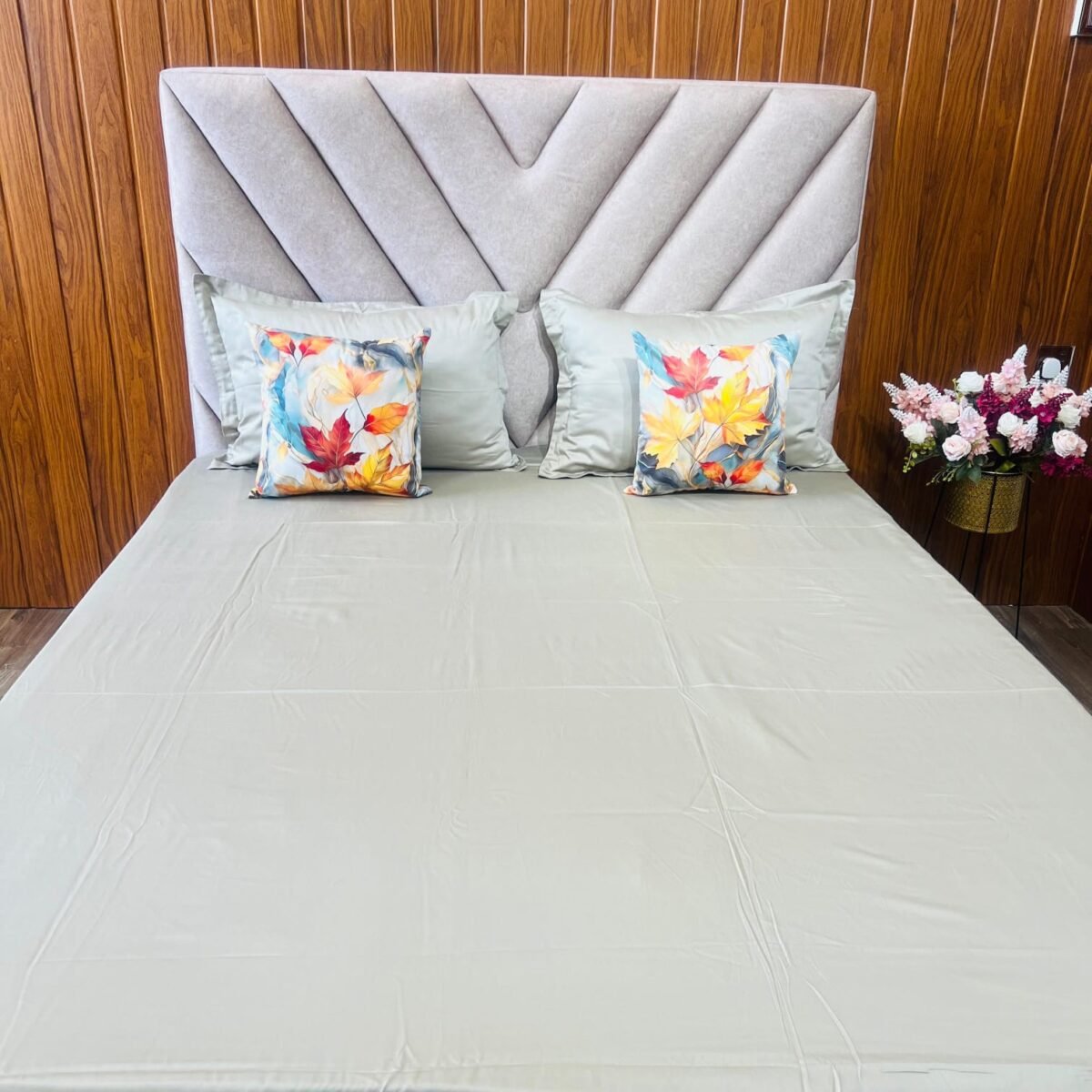 Cotton Plain Bedsheet – Light Brown 300-PL53 – Sri Lanka - Image 3