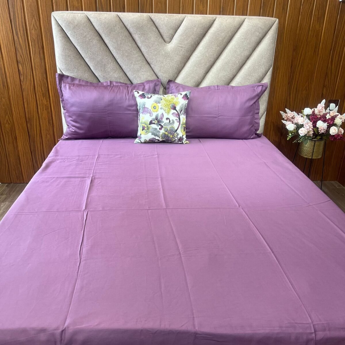 Cotton Plain Bedsheet – Purple 300-PL54 – Sri Lanka - Image 3
