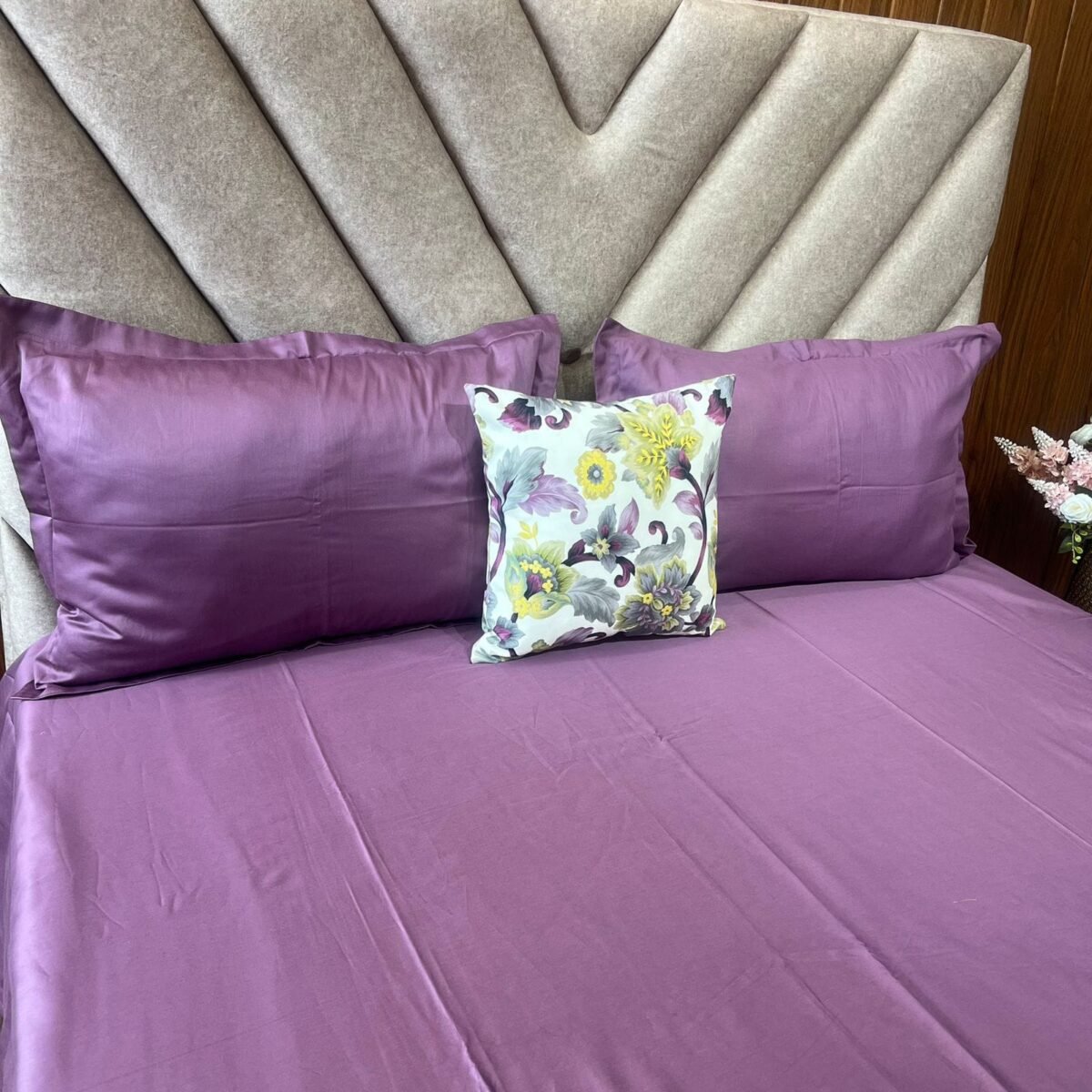 Cotton Plain Bedsheet – Purple 300-PL54 – Sri Lanka - Image 2