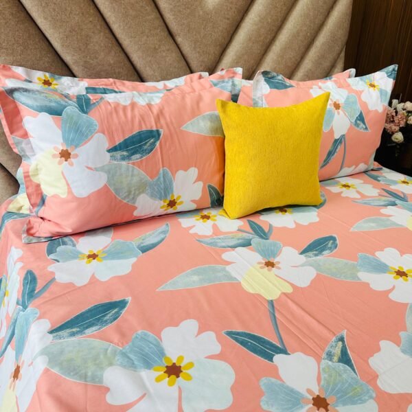 Cotton Bedsheet - PR White Floral - Sri Lanka