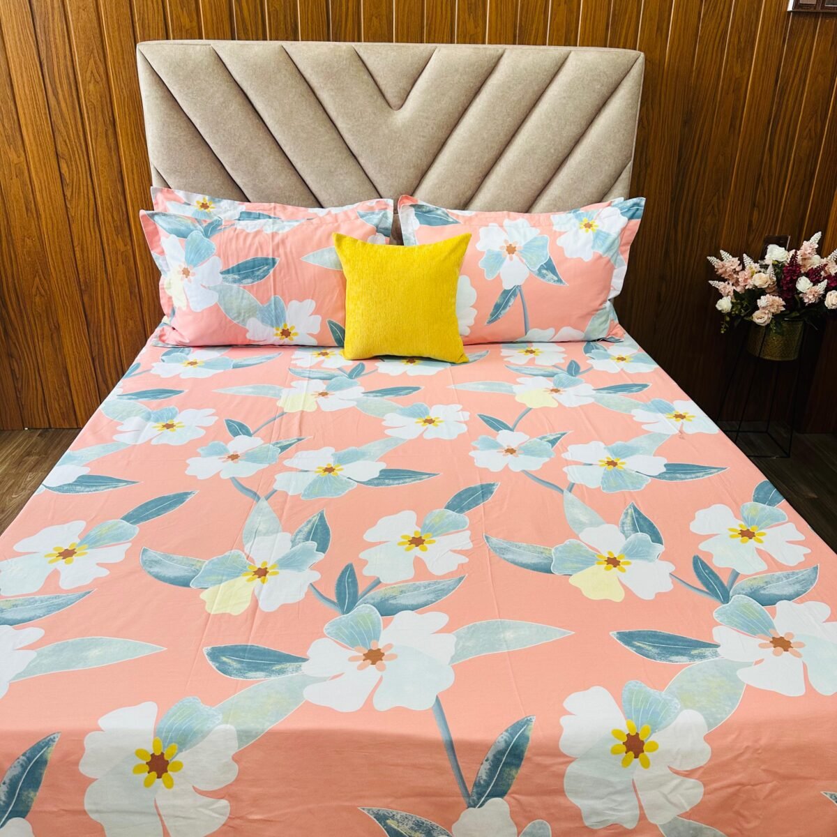 Cotton Bedsheet - PR White Floral - Sri Lanka - Image 4