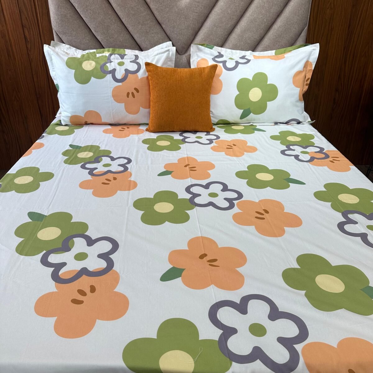 Cotton Bedsheet - PR Green Floral - Sri Lanka - Image 3