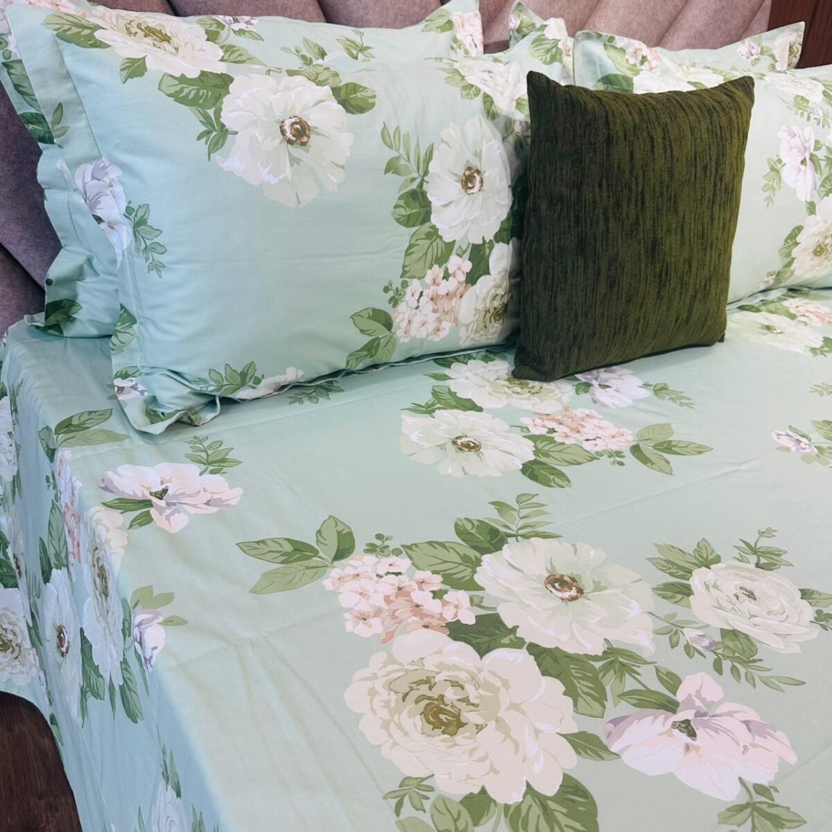 Cotton Bedsheet - PR Mint Green - Sri Lanka - Image 2