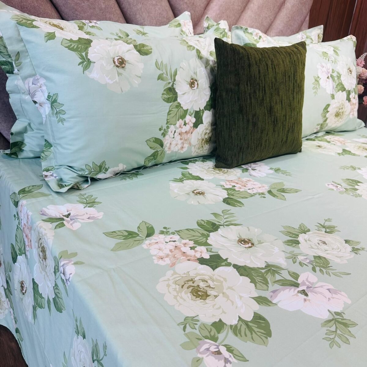 Cotton Bedsheet - PR Mint Green - Sri Lanka