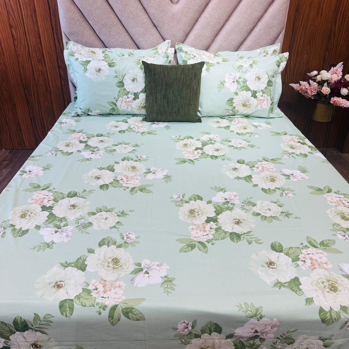 Cotton Bedsheet - PR Mint Green - Sri Lanka - Image 4
