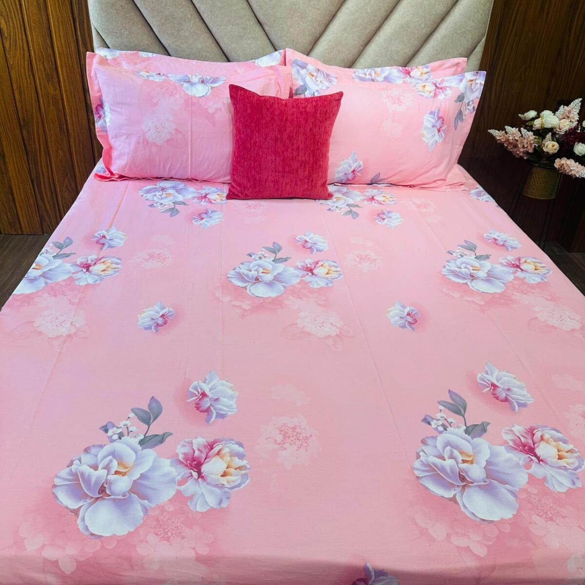 Cotton Bedsheet - PR Pink Floral - Sri Lanka - Image 4