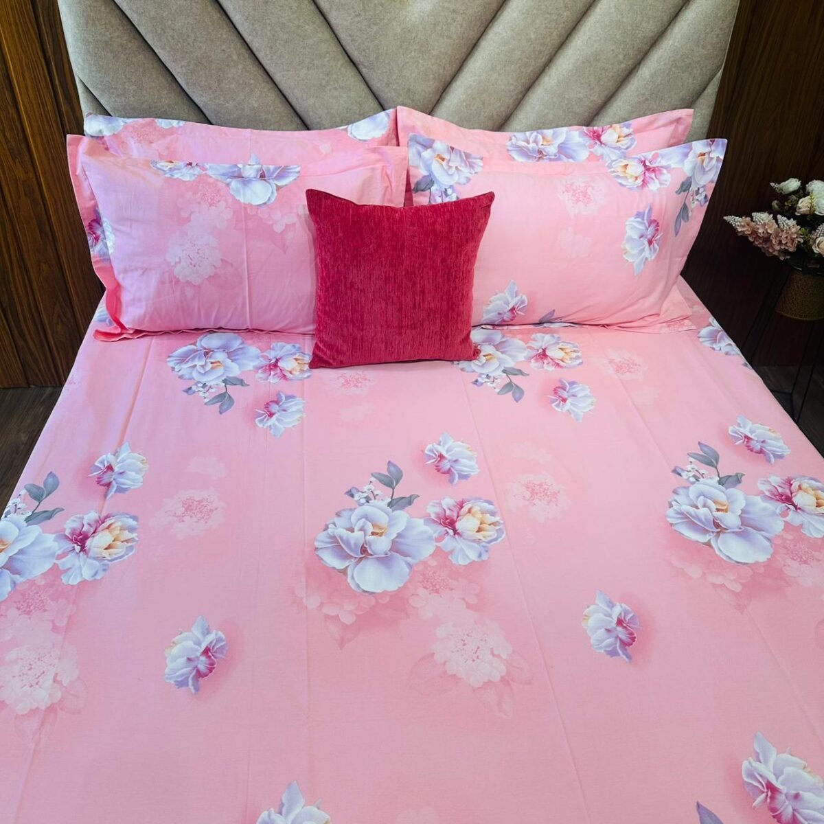 Cotton Bedsheet - PR Pink Floral - Sri Lanka - Image 3