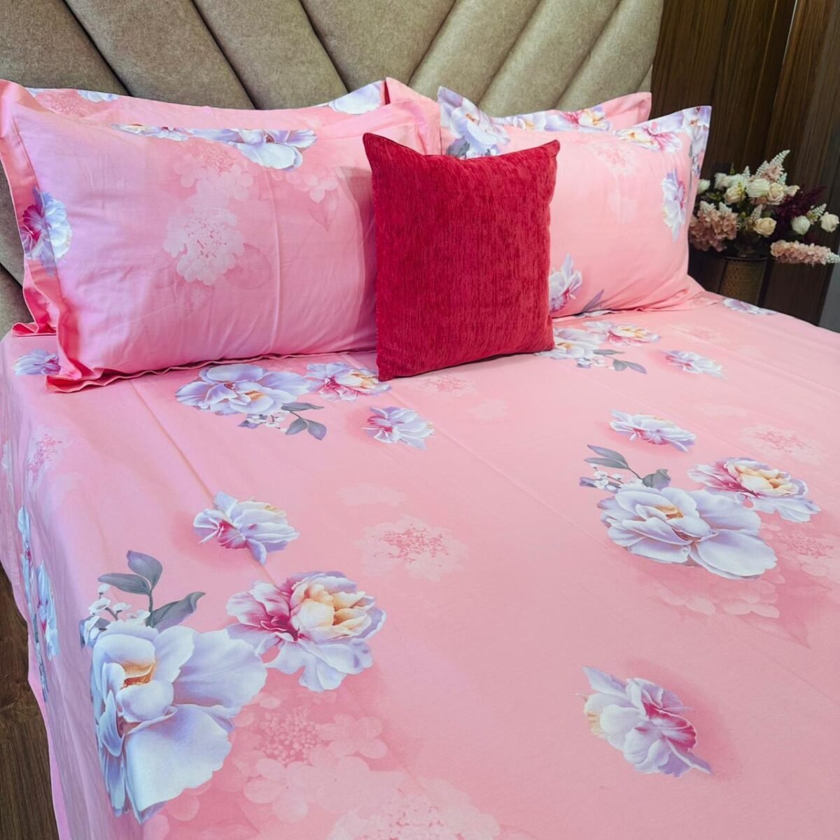 Cotton Bedsheet - PR Pink Floral - Sri Lanka