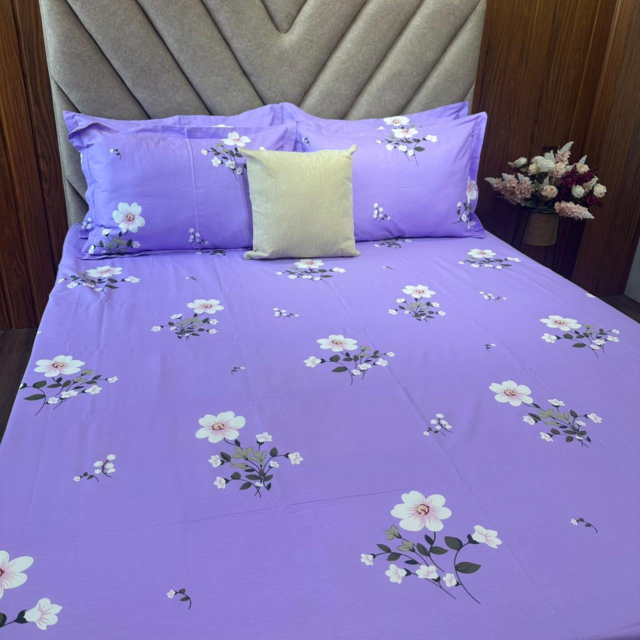 Cotton Bedsheet - PR Purple Floral - Sri Lanka - Image 4