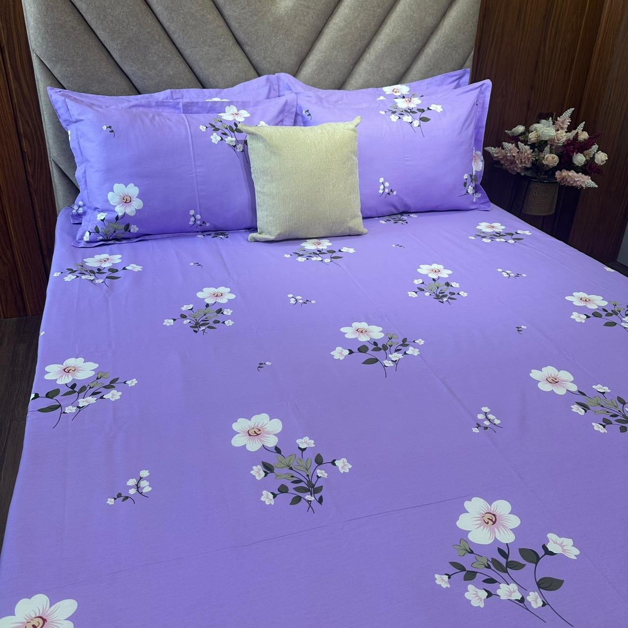 Cotton Bedsheet - PR Purple Floral - Sri Lanka - Image 3