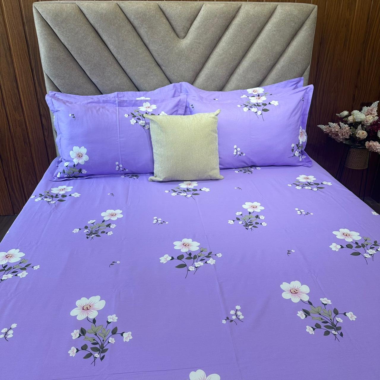 Cotton Bedsheet - PR Purple Floral - Sri Lanka - Image 2