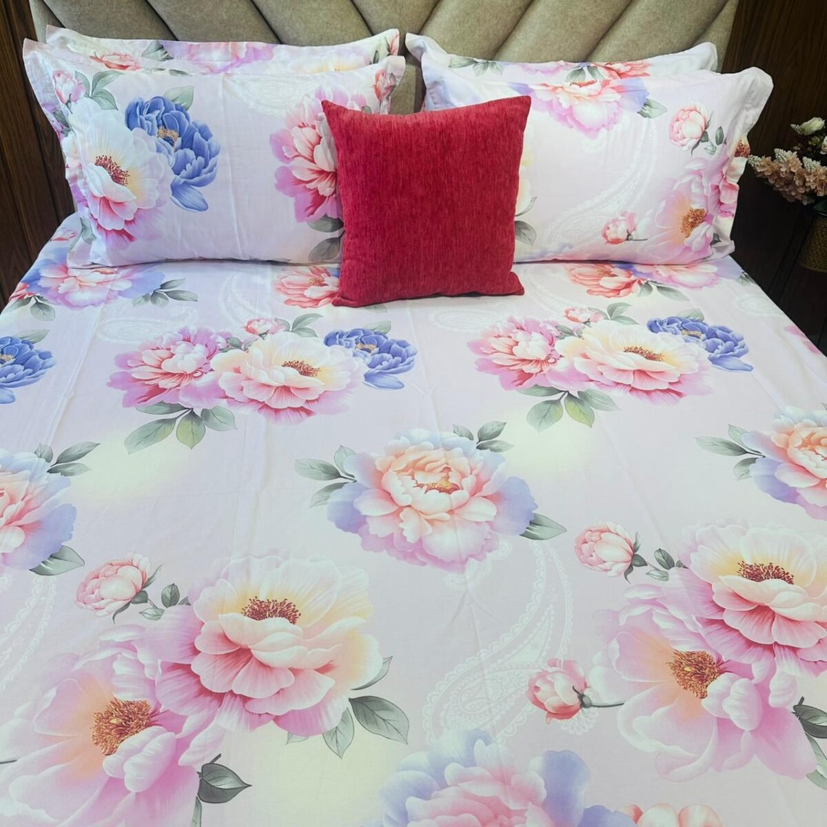 Cotton Bedsheet - PR Pink Floral - Sri Lanka - Image 3