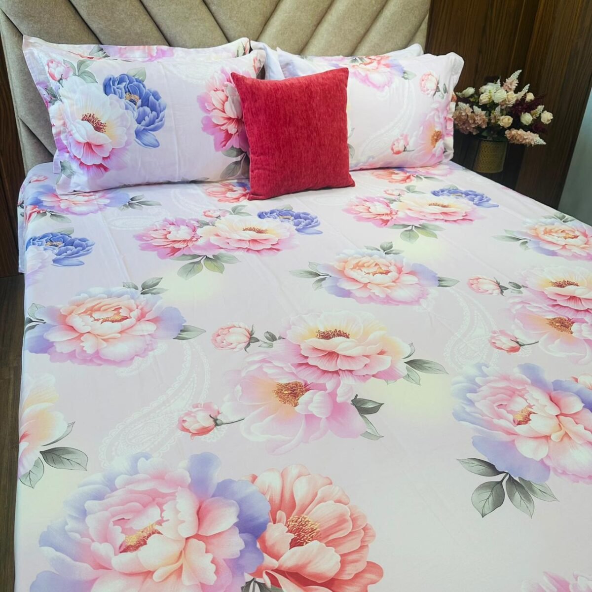 Cotton Bedsheet - PR Pink Floral - Sri Lanka - Image 2
