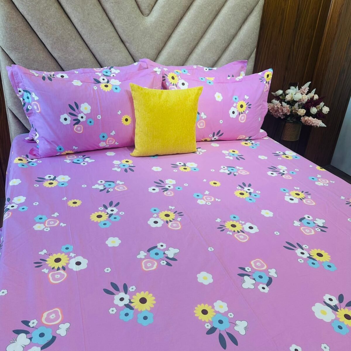 Cotton Bedsheet - PR Pink Floral - Sri Lanka