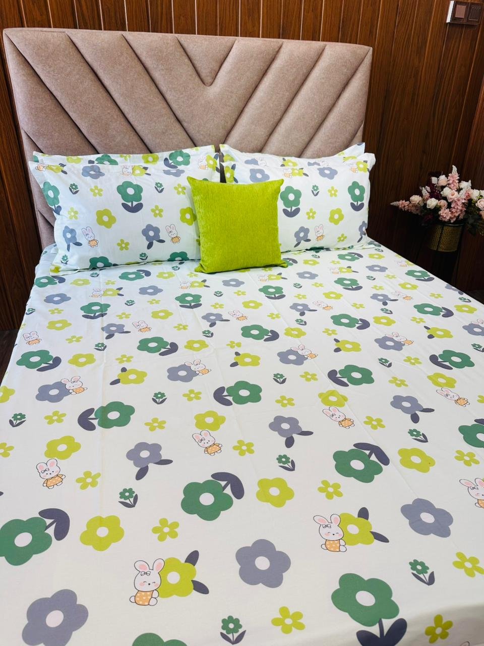Cotton Bedsheet - PR Green Floral - Sri Lanka - Image 2