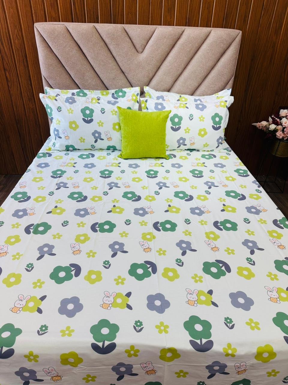 Cotton Bedsheet - PR Green Floral - Sri Lanka - Image 3