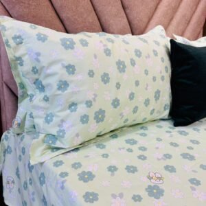 Cotton Bedsheet - PR Teal Flower - Sri Lanka