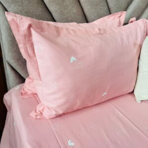 Cotton Bedsheet - PR Pink Heart - Sri Lanka