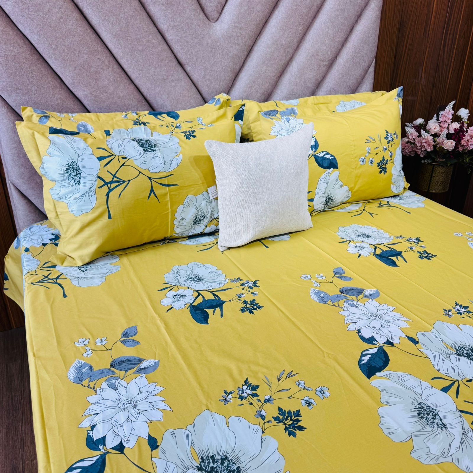 Cotton Bedsheet - PR Yellow Mellow Flowery - Sri Lanka - Image 2