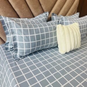 Cotton Bedsheet - PR Grey Check - Sri Lanka
