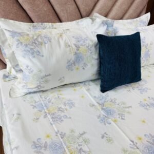 Cotton Bedsheet - Luxury Blue Roses - Sri Lanka
